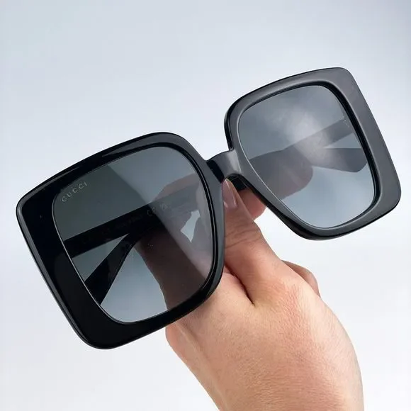 Gucci GG1314S 001 Sunglasses Black Dark Grey Oversized Square Women